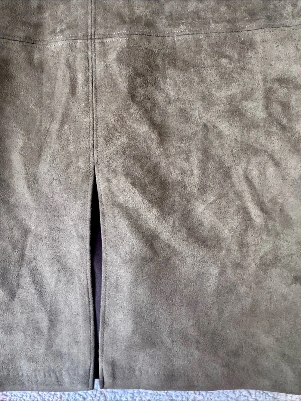 Lulu’s Total Allure Olive Green Suede Pencil Midi Skirt, Size Medium